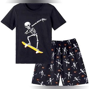MyFav Big Boys Glow in Dark Skull Pjs Cotton Sleepwear Comfy Pajama Shorts Sets